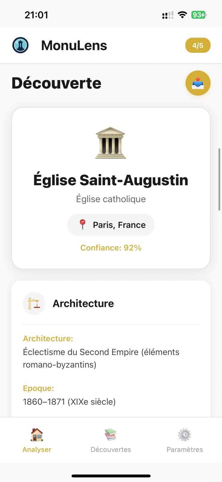 Fiche descriptive générée par Monulens